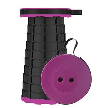 Imagem de KELATI Banco dobrável, banco retrátil telescópico com saco de armazenamento, capacidade de 180 kg, para viagens ao ar livre, pesca, caminhadas e churrasco (incluindo bolsa de armazenamento) - roxo