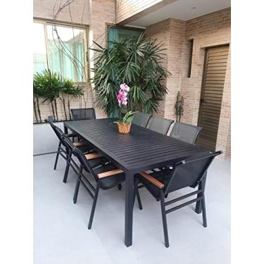 Imagem de Jogo de Mesa Ripada 8 Cadeiras Cactos de Jardim Piscina