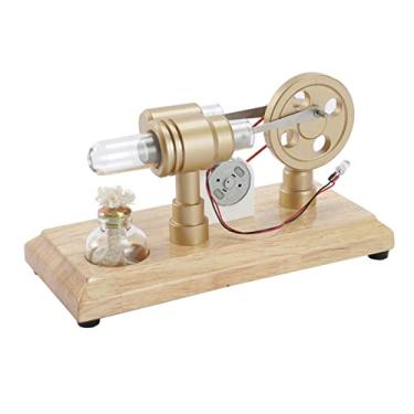 Imagem de LUGU Modelo de motor de ge dor de eletricidade de motor de ar quente Stirling com luz LED projeto de volante de inércia experimento científico com base de madei DIY brinquedo educativo pa professores
