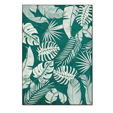 Imagem de Tapete Casa Tapetes Macios Retangulares Folhas Verdes Tropicais Carpete Sala De Estar Decoração de Casa (Color : A, Size : 80X160CM)