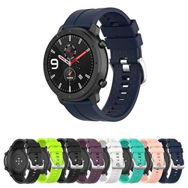 Imagem de Pulseira 22mm Silicone LTimports, compativel com Amazfit GTR 47mm - Gtr4/Gtr3/Gtr2 - Stratos 2/3 - Galaxy Watch 46mm Sm-R800 - Gear S3 Frontier - Galaxy Watch 3 45mm (Azul Marinho)