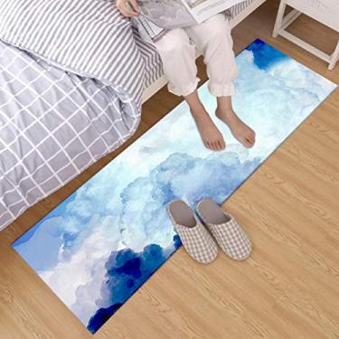 Imagem de Tapete de área de nuvem HVEST branco tapete azul céu antiderrapante área tapete para sala de estar, quarto, cozinha, tapete de chão (3,5 x 10 cm)