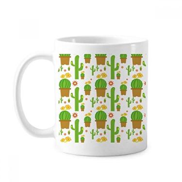 Imagem de Caneca de cerâmica com estampa de suculentas de plantas em vaso de cacto, xícara de porcelana de café