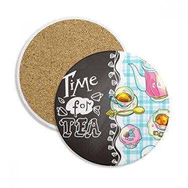 Imagem de Time for Tea Cupcake Bule França Porta-copos Caneca de mesa Pedra absorvente de proteção
