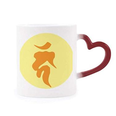 Imagem de Caneca de grés com estampa de sânscrito de presunto sensível ao calor com mudança de cor vermelha