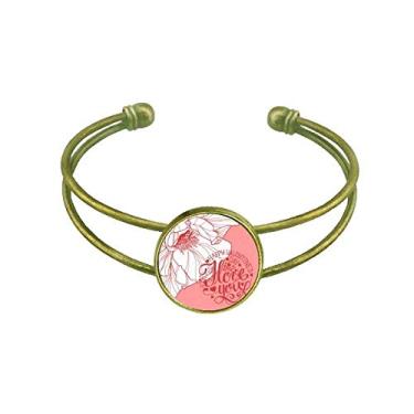 Imagem de Pulseira rosa feliz dia dos namorados amor rosa joia de punho aberto retrô