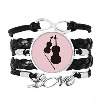 Imagem de OFFbb-USA Pulseira de violino de instrumento clássico de música, acessório de amor, corda de tricô de couro torcido, presente