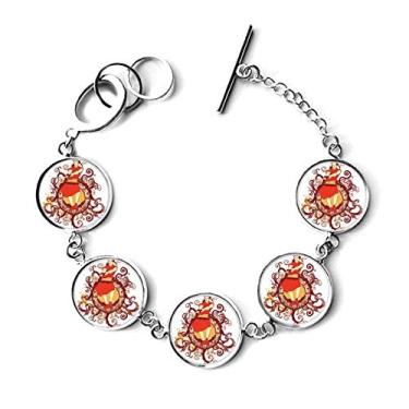 Imagem de DIYthinker Pulseira com ilustração de espada Samurai vermelha japonesa com pingente de corrente