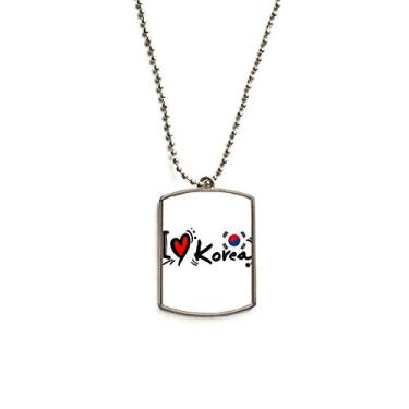 Imagem de DIYthinker I Love Korea Bandeira da Palavra Love Heart Ilustration Corrente de Aço Inoxidável Pingente Colar para Animais de Estimação