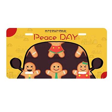 Imagem de DIYthinker Biscoito de gengibre masculino Placa de licença de Natal Etiqueta Decoração de carro Dia da Paz