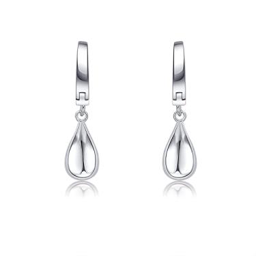 Imagem de WSKFLY Meninas Brincos De Gota/Pendurado Huggie Folheados A Ouro Branco 14K Para Mulheres Brincos De Argola Em Gota D'Água (Ouro Branco)