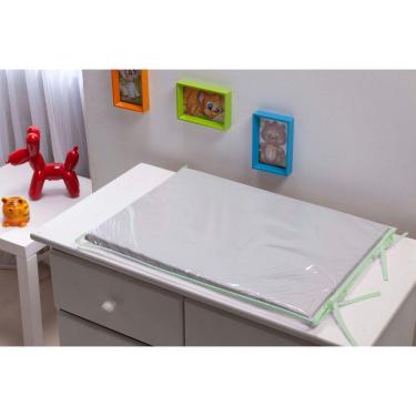 Imagem de Trocador de fraldas para bebe Menino Neutro Cinza com Verde Agua acabamento Trocador in...