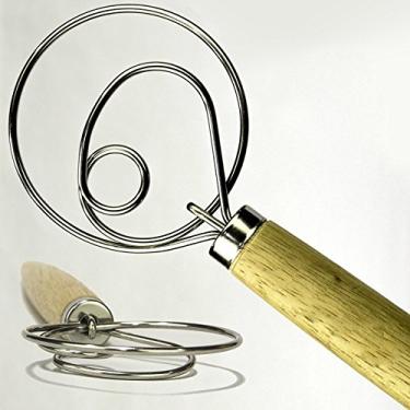 Imagem de The Original Danish Dough Whisk - LARGE 37cm Stainless Steel Dutch Style bread dough whisk for pastry, pizza. Great alternatives to a blender, mixer or hook.
