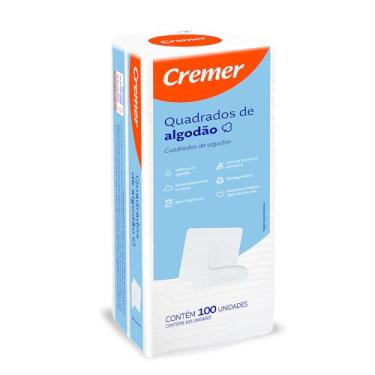 Imagem de Cremer Algodão Quadrado Sem Perfume Pacote 100 Unidades