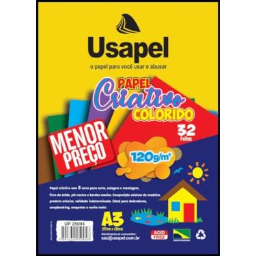 Imagem de Bloco Para Educacao Artistica Usapel 8Cores A3 120G 32Fl Pacote 111119