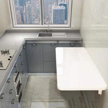 Imagem de Mesa de parede Mesa de computador montada na parede Mesa dobrável de madeira montada na parede, mesa de parede dobrável, economia de espaço, 47 ″ × 20 ″ / 120 × 50 cm