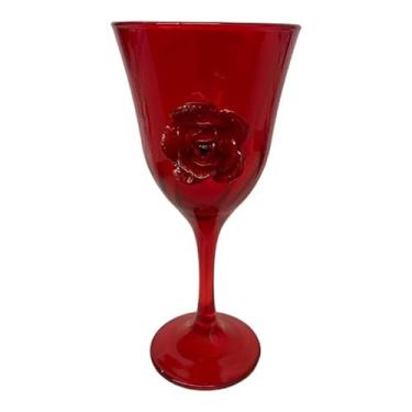 Imagem de Taça Vermelha Pomba Gira Lirio Rosa Super luxo 330 ml -Vidro