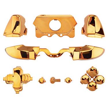 Imagem de eXtremeRate LB RB LT RT Bumpers Triggers D-Pad ABXY Start Back Sync Buttons, Chrome Gold Full Set Buttons Repair Kits with Tools for Xbox One Standard & Xbox One Elite V1 Controller (Model 1697/1698)