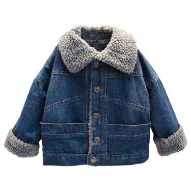 Imagem de BILIKEYU Jaqueta jeans infantil outono infantil moda inverno moda inverno casaco roupas meninos casaco e jaqueta meninos 3 1 casaco, Azul, 5-6 Anos