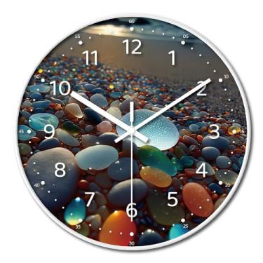 Imagem de Relógio de parede numérico árabe azul, 30,5 cm, qualidade silenciosa, quartzo, operado por bateria, relógios de parede redondos de vidro para cozinha, sala de estar, sala de jantar e quarto - padrão