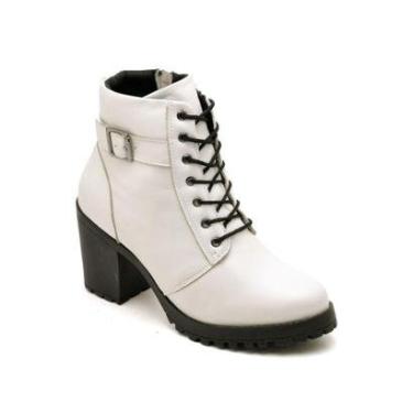 Imagem de Bota coturno feminina salto alto de couro legitimo tratorada confortavel-Feminino