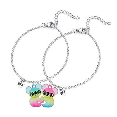 Imagem de COLORFUL BLING 2/3 peças, fofo, coração partido, coala, abacate, gravado, BFF, pingente de corrente ajustável, pulseira para melhor amiga, mulheres, homens, menino, coração dividido, para sempre,