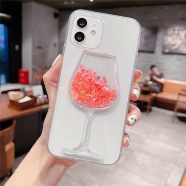 Imagem de Capa dinâmica para iPhone 13 12 11 Pro Max 6S 7 8 Plus X XS XR Capas de vidro de vinho com glitter líquido areia movediça capa de telefone feminina, E, para iPhone x xs