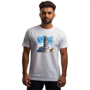 Imagem de Camiseta Unissex Torre De Pizza Watercolor - Alearts