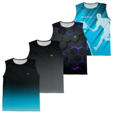 Imagem de Regata Masculina Estampada Esportiva Proteção UV50+ Kit 4-Masculino