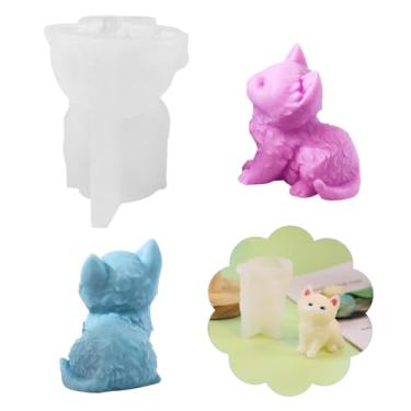Imagem de Rolin Roly Mini moldes 3D de vela de gato de silicone para decoração de bolos, molde de argila de polímero de fundição de epóxi de resina, molde de vela de cera de abelha (1 peça)