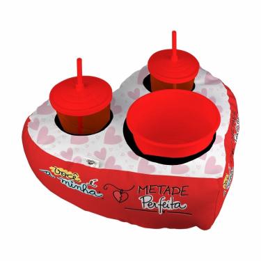 Imagem de Almofada Coração Cinema 2 Copos Balde De Pipoca Você é Minha Metade Perfeita Namorados