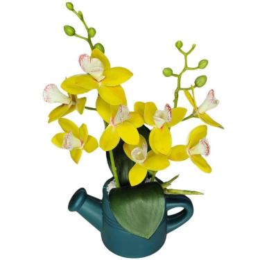 Imagem de Arranjo De Flores Artificiais Com Caixa De Mdf (29cm) Verde/amarelo