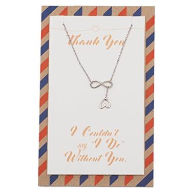 Imagem de Quan Jewelry Colar de dama de honra com pingente de coração infinito feito à mão, presente para mulheres, amizade, melhores amigas e irmãs com cartão de felicitações inspirador
