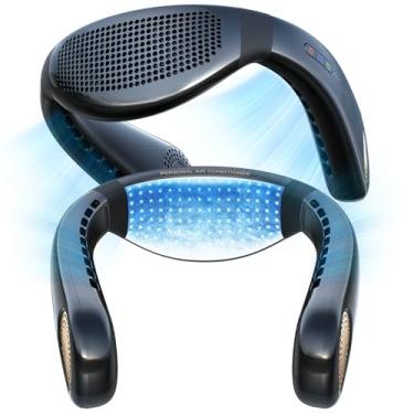 Imagem de TORRAS COOLiFY Air Upgrade Neck Fan Air Conditioner, fluxo de ar superior-inferior, ventilador portátil leve de 5000 Mah recarregável, ventilador de resfriamento pessoal essencial de viagem, presentes