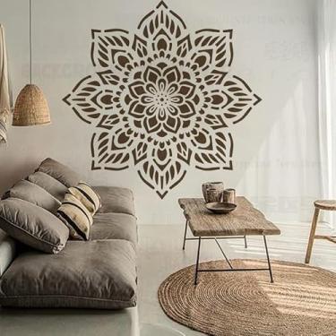 Imagem de 120 cm mandala gigante enorme henna indiana árabe étnica estêncil mandala estêncil para decoração pintura grande molde reutilizável paredes grandes modelos grandes para pintura nicho móveis piso de