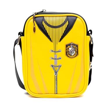 Imagem de Bolsa tiracolo de couro vegano The Wizarding World of Harry Potter com alças ajustáveis, uniforme de quadribol da Lufa-Lufa de Hogwarts, Amarelo, 8.0" x 6.5"
