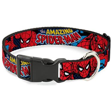 Imagem de Buckle-Down Coleira Pet para Cães com Clipe de Plástico ''Amazing Spider-Man'', 2,5 cm de Largura, Serve para Pescoços de 23 a 38 cm - Pequeno