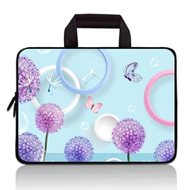 Imagem de 11 11,6 12 12,1 12,5 polegadas bolsa de transporte para laptop Chromebook Notebook Ultrabook Bag Capa de neoprene capa para tablet Apple MacBook Air, Samsung, Google, Acer, HP, DELL Lenovo Asus (Dente-de-leão e borboleta)