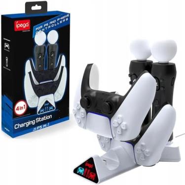 Imagem de Base Dock Carregador 4 em 1 Luz Led Compatível com 2 Controle Manete Playstation 5 e 2 Ps Move