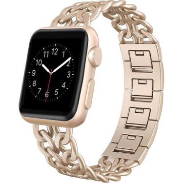 Imagem de Pulseira Compatível com Apple Watch Corrente Dourado Retrô 40mm - Baú 