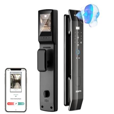 Imagem de Fechadura de porta inteligente WiFi com tela, Tuya App, reconhecimento facial 3D,impressão senhas, cartão e chave mecânica Desbloqueio eletronico digital,DF14-Do Brasil ﻿ (Black, 6068-R-30-300)