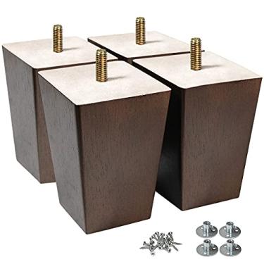 Imagem de AORYVIC Pernas de Móveis de Madeira, Pacote com 3 Pernas de Sofá de 4 Pernas de Sofá Quadradas Espresso Mid-Century Pernas de Substituição Modernas para Poltrona Reclinadora de Mesa de Café Dresser Sideboard (4 polegadas)