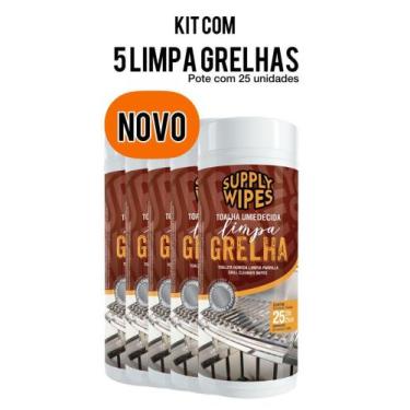 Imagem de Kit 5 Pano Lenço Toalhas Umedecidas Limpa Grelha Fogão Air Fryer - Sup