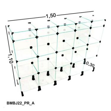 Imagem de Balcão de Vidro com Porta Bijuteria - C/ Conectivo Preto -  - 1,50 x 1