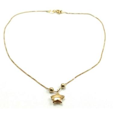 Imagem de Tornozeleira de ouro 18k com pingente de estrela - Elegancy Joias