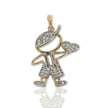 Imagem de Pingente de ouro 18k Filho com Pedras - Elegancy Joias