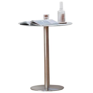 Imagem de Mesa de bar redonda de bistrô, mesa alta moderna, mesa de coquetel de bistrô, aço inoxidável, casa, pub, café, chá, mesa de jantar para bar de café da manhã, sala de estar