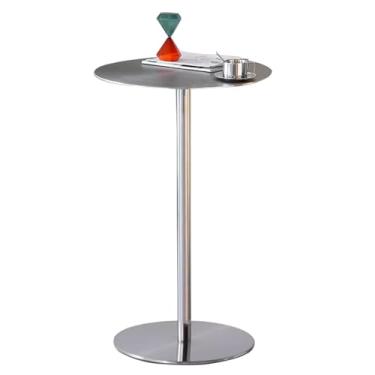 Imagem de Mesa de bar de aço inoxidável, mesa de bar redonda moderna para cozinha, mesa de café, mesa de coquetel de bistrô para casa, sala de jantar, café da manhã, pub, balcão