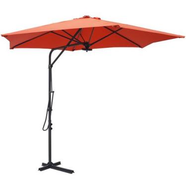 Imagem de Ombrelone Lateral Suspenso 2,7m Jardim Alumínio com Base Led Manivela 