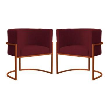 Imagem de Kit 02 Cadeiras Luna para Clínica Estética Base de Metal Bronze Suede 